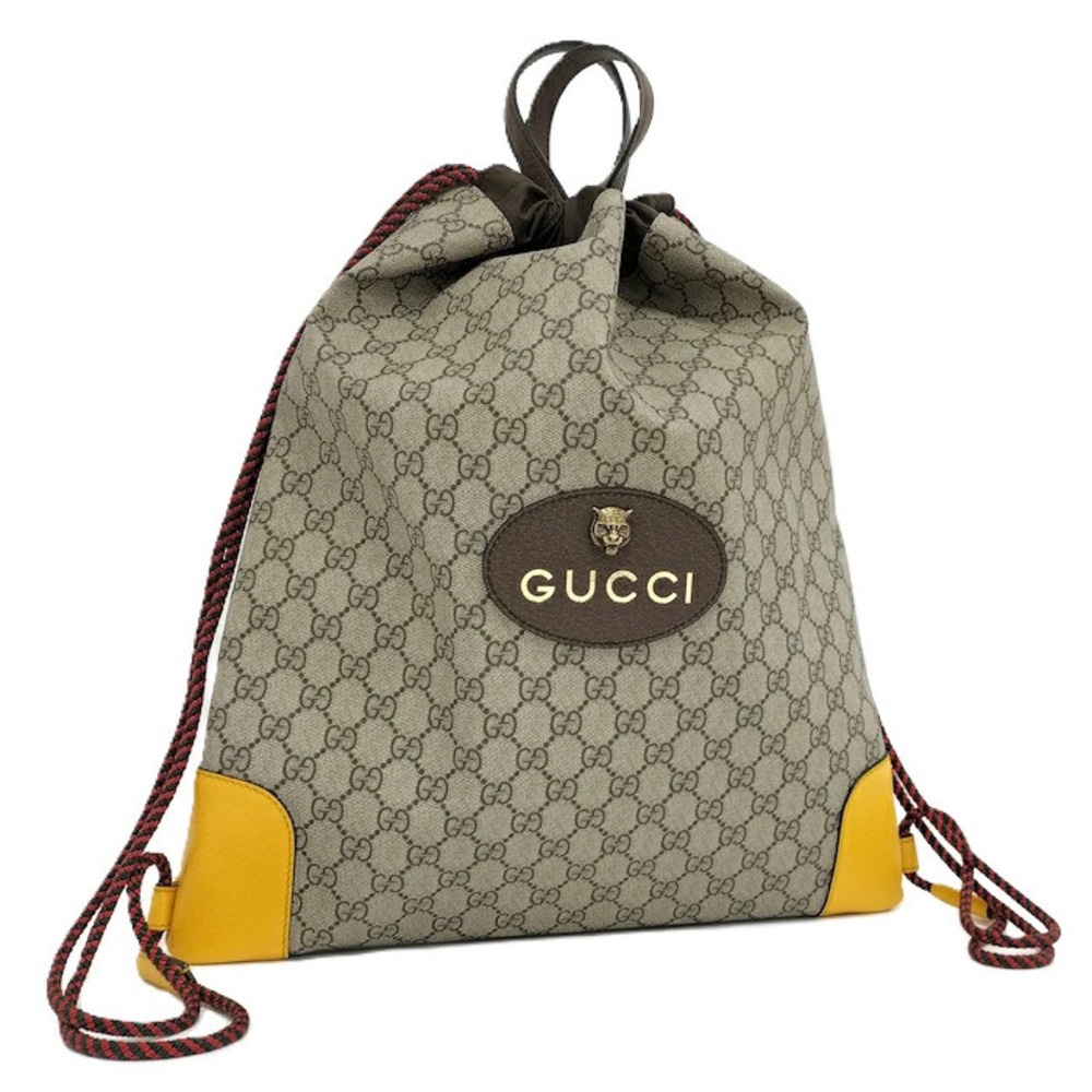 Gucci GG Supreme Drawstring Backpack Beige